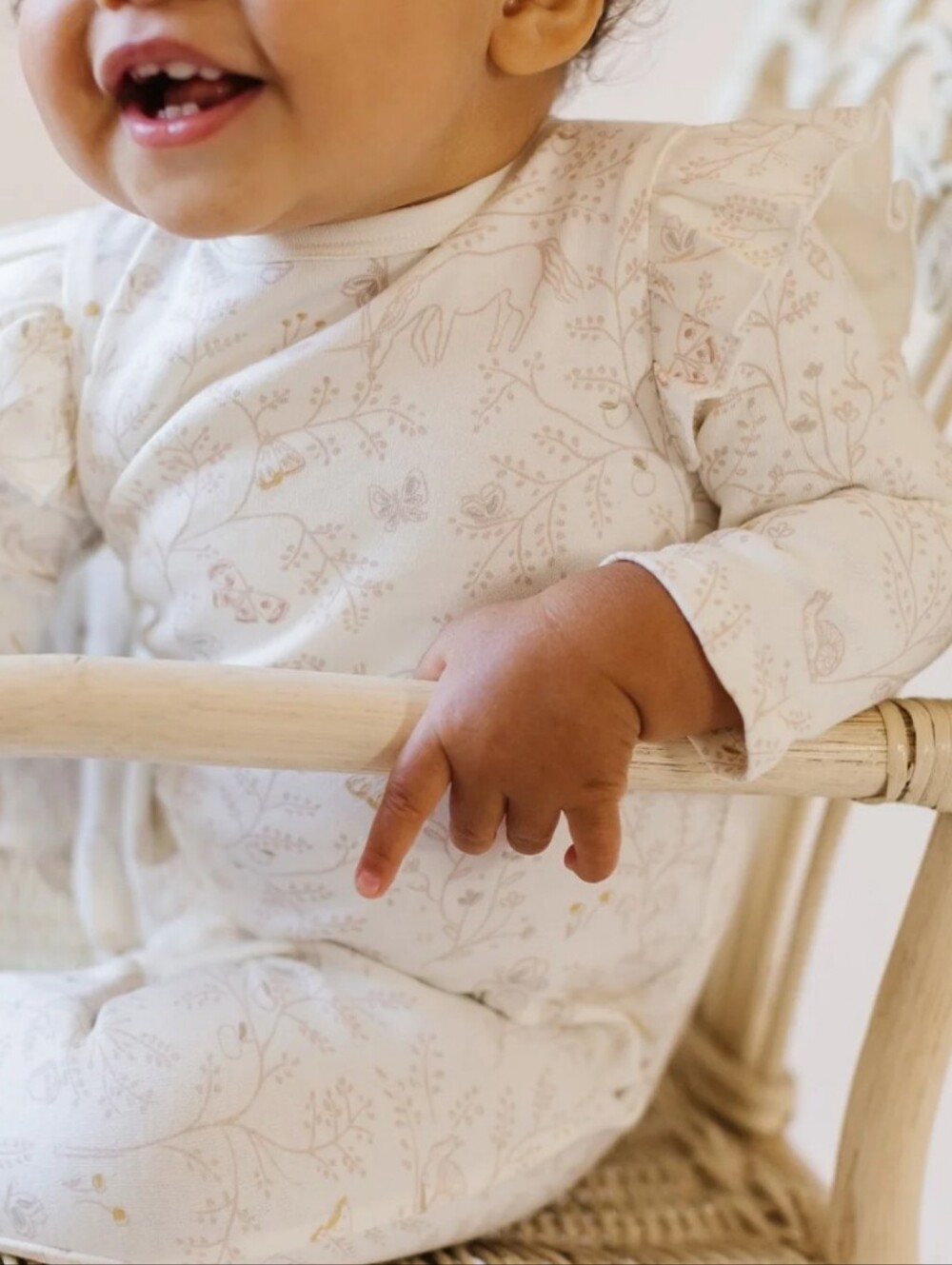 Pehr Organic Cotton Snap Onesie Ruffle Unicorns Mushroom Acorns